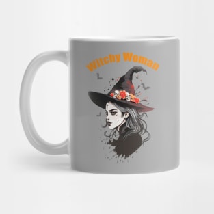 Witch Woman, Beautiful Witch, witch for cute Halloween, witch hat, spooky gothic Mug